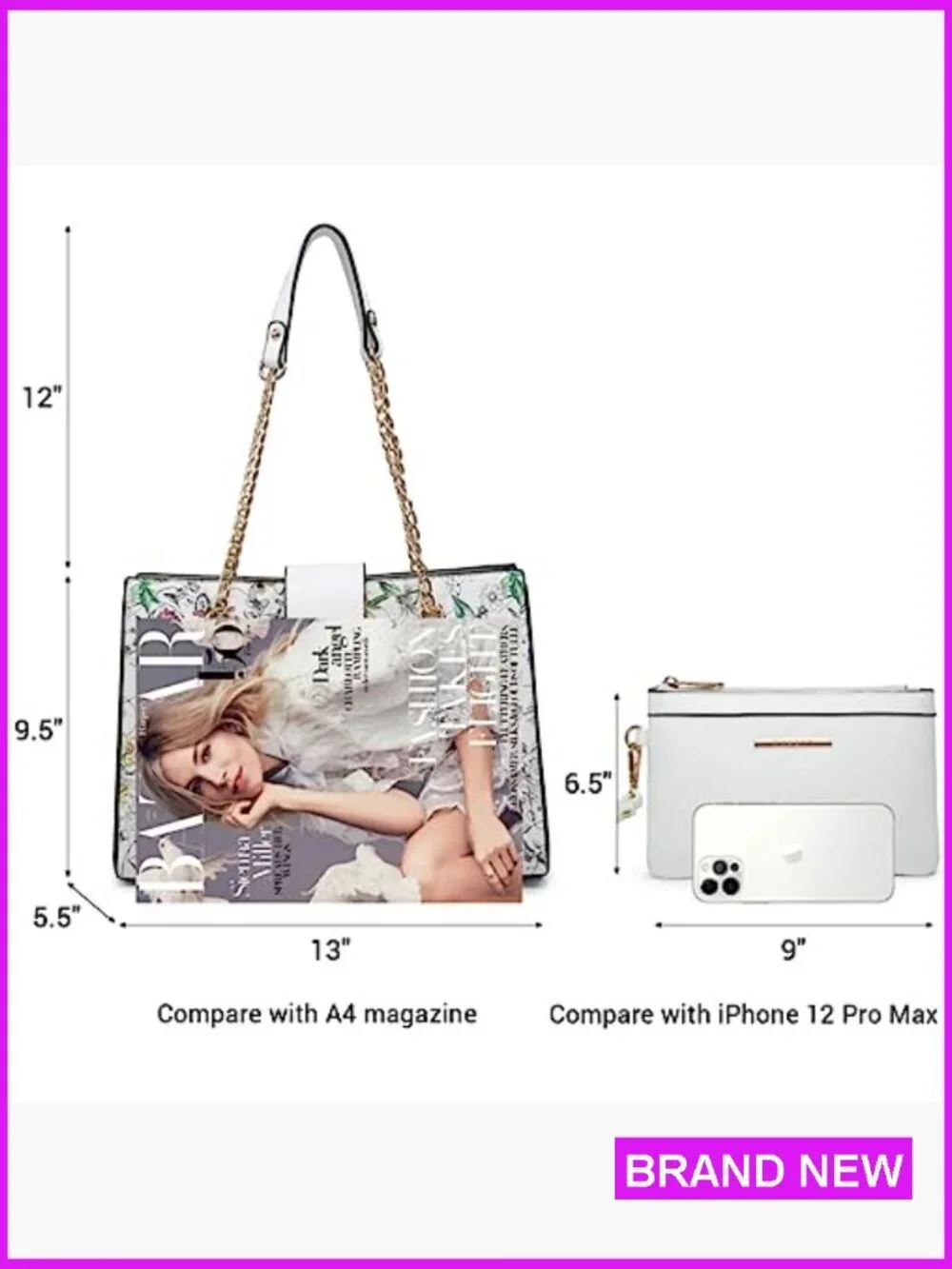 Satchel Tote Bag with Matching Clutch Faux Leather Versatile Shoulder Hobo